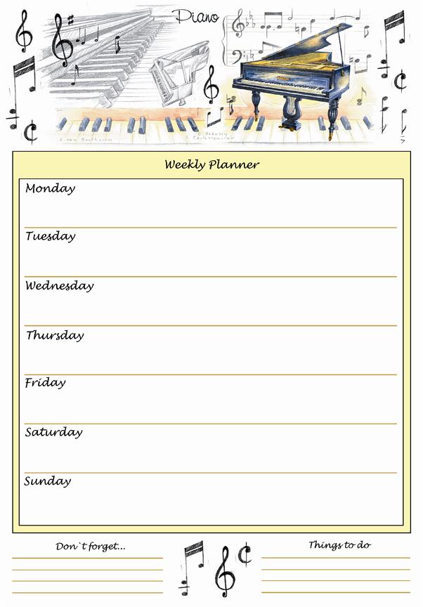 A4 Weekly Planner - Piano Design